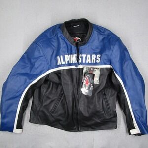 Alpinestars Barcelona LHT Leather Motorcycle Jacket Blue Black Mens 48 310087
